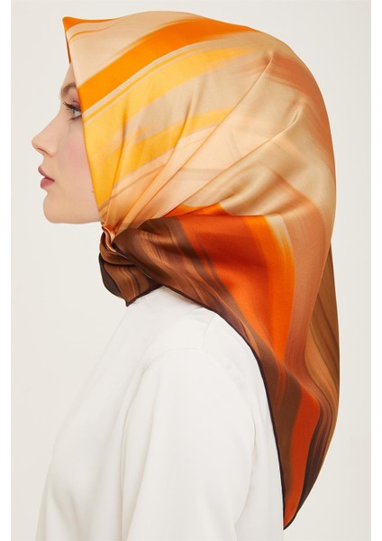 Soyut Desenli Twill İpek Eşarp 24Ya9131 52 50