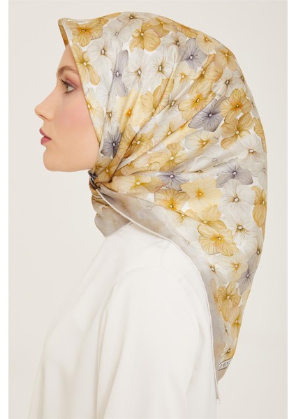 Çiçek Desenli Twill İpek Eşarp 24Ya9108 83 34 modelleri