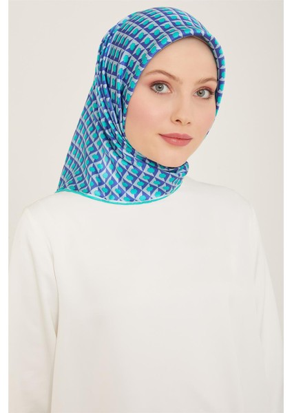 Geometrik Desenli Twill İpek Eşarp 24Ya9109 53 52