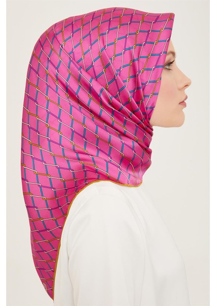 Klasik Desenli Twill İpek Eşarp 24Ya9152 85 07