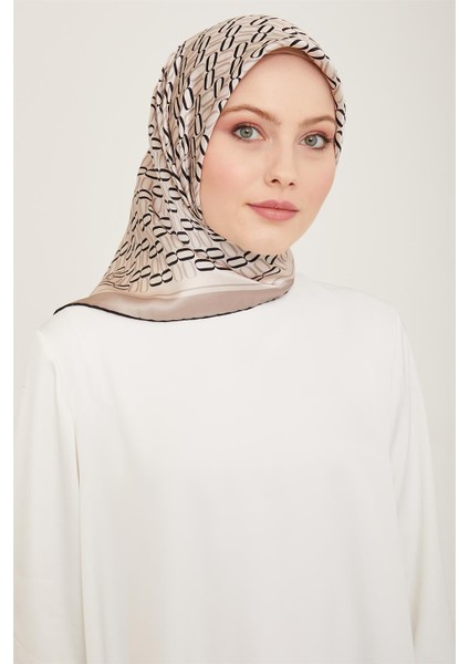 Klasik Desenli Twill İpek Eşarp 24Ya9149 8 03