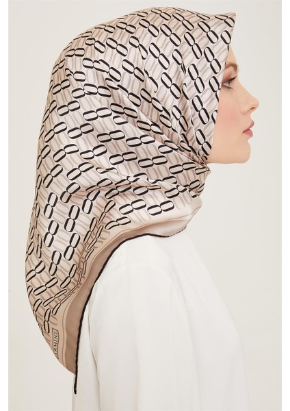 Klasik Desenli Twill İpek Eşarp 24Ya9149 8 03