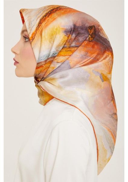Soyut Desenli Twill İpek Eşarp 24Ya9102 52 02 modelleri