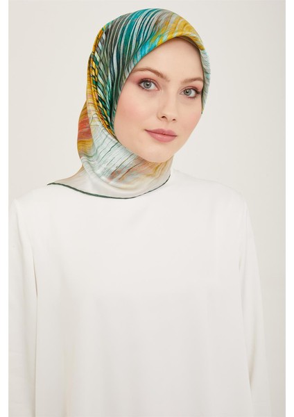 Soyut Desenli Twill İpek Eşarp 24Ya9143 7 83