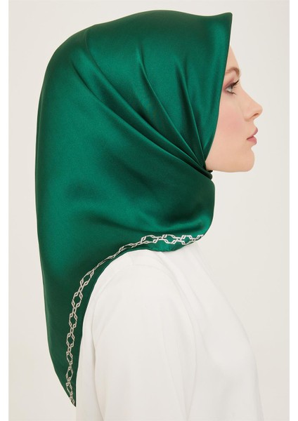 Klasik Desenli Twill İpek Eşarp 24Ya9154 53 86