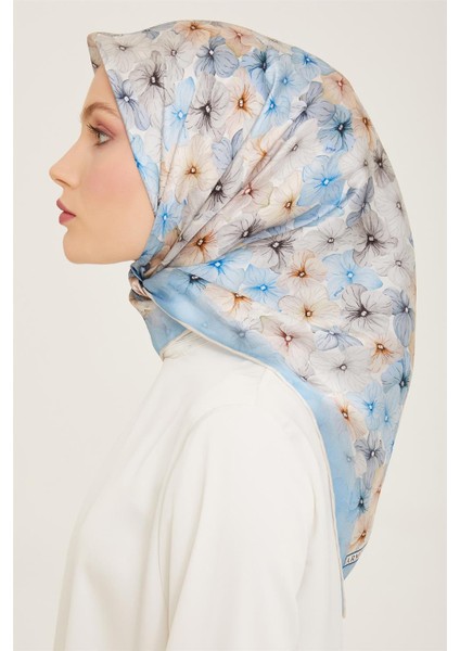 Çiçek Desenli Twill İpek Eşarp 24Ya9108 83 83 modelleri