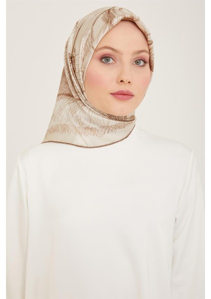 Çiçek Desenli Twill İpek Eşarp 24Ya9121 1 33
