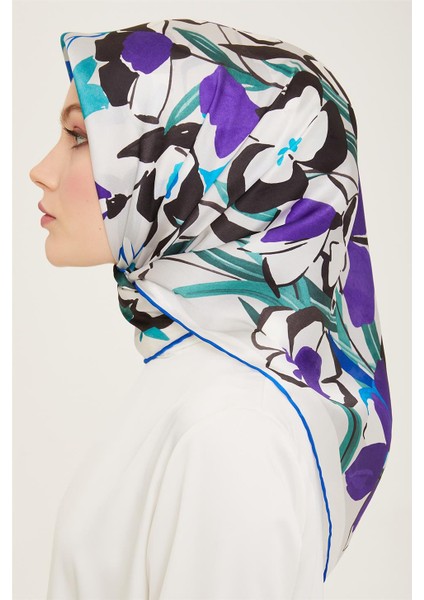 Çiçek Desenli Twill İpek Eşarp 24Ya9153 52 04 modelleri