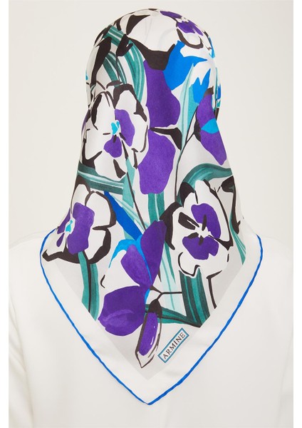 Çiçek Desenli Twill İpek Eşarp 24Ya9153 52 04 fırsatları