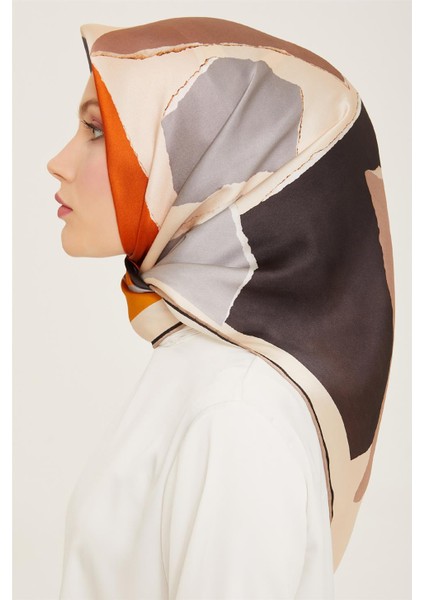 Geometrik Desenli Twill İpek Eşarp 24Ya9125 83 02 modelleri