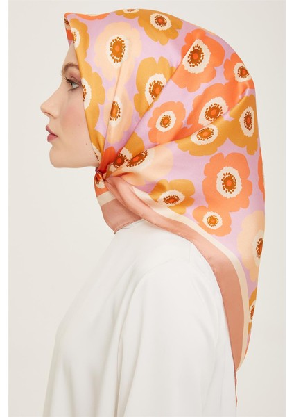 Çiçek Desenli Twill İpek Eşarp 24Ya9106 54 09 modelleri