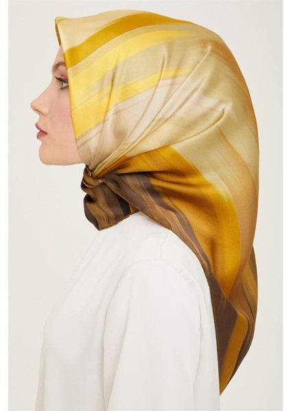 Soyut Desenli Twill İpek Eşarp 24Ya9131 52 52 modelleri