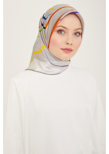 Çiçek Desenli Twill İpek Eşarp 24Ya9115 31 35