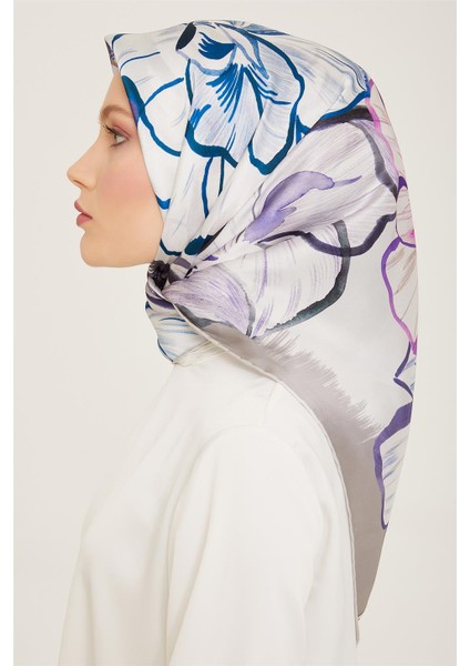 Çiçek Desenli Twill İpek Eşarp 24Ya9110 5 35 modelleri