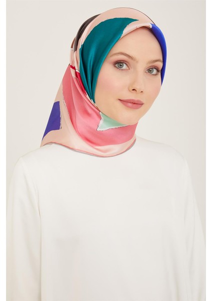Geometrik Desenli Twill İpek Eşarp 24Ya9125 83 84