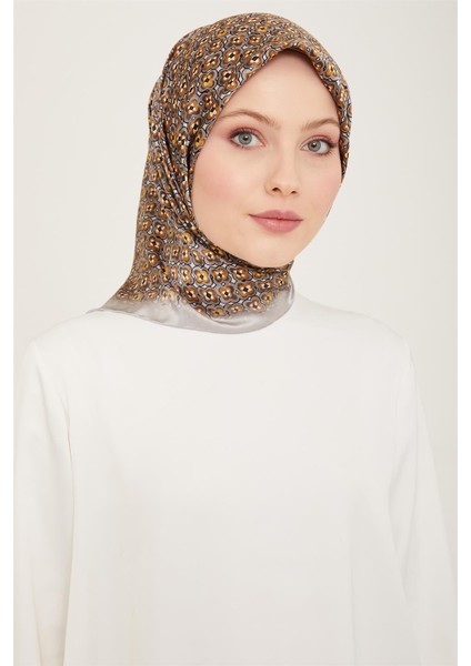 Klasik Desenli Twill İpek Eşarp 24Ya9134 67 38