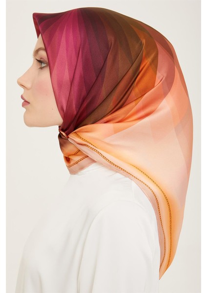 Çiçek Desenli Twill İpek Eşarp 24Ya9112 34 05