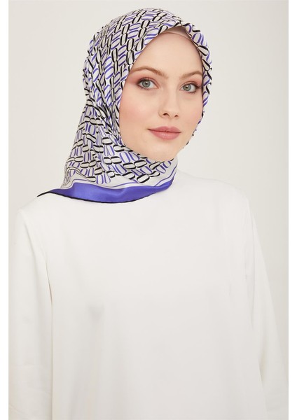 Klasik Desenli Twill İpek Eşarp 24Ya9149 8 38