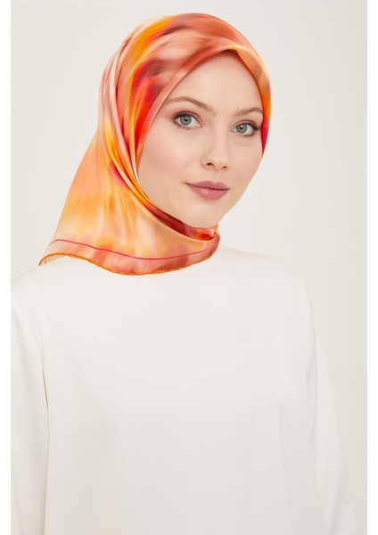 Soyut Desenli Twill İpek Eşarp 24Ya9136 36 52