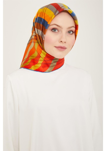Soyut Desenli Twill İpek Eşarp 24Ya9107 50 53