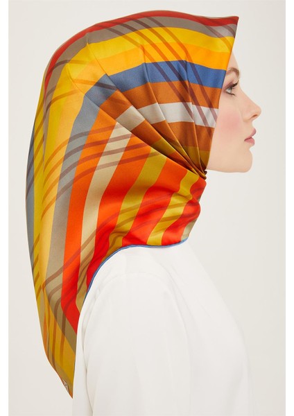 Soyut Desenli Twill İpek Eşarp 24Ya9107 50 53