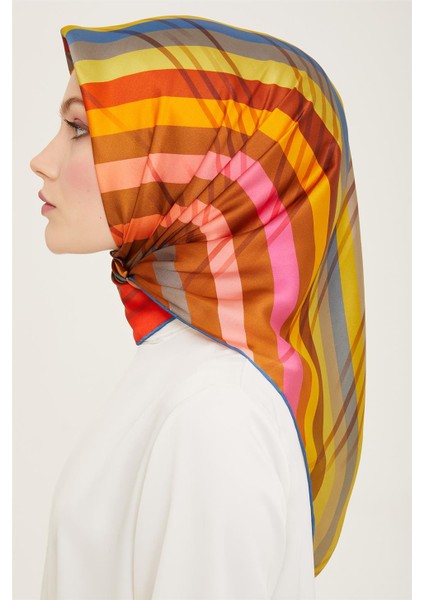Soyut Desenli Twill İpek Eşarp 24Ya9107 50 53