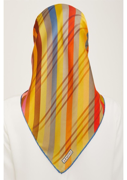 Soyut Desenli Twill İpek Eşarp 24Ya9107 50 53