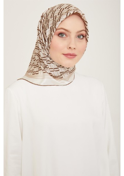 Klasik Desenli Twill İpek Eşarp 24Ya9149 8 36