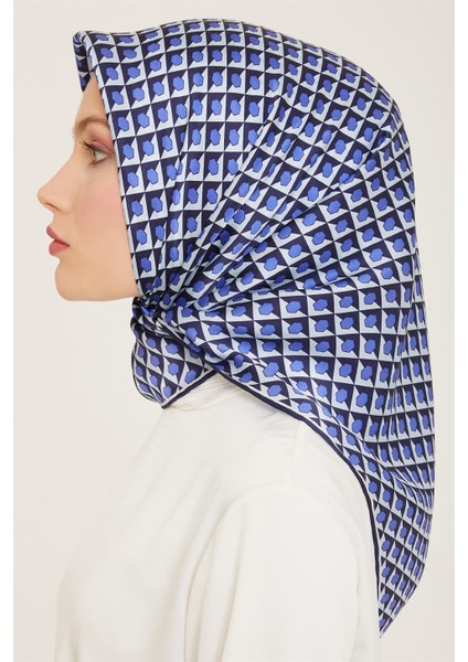 Geometrik Desenli Twill İpek Eşarp 24Ya9109 53 32