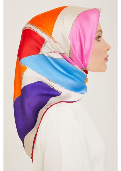 Geometrik Desenli Twill İpek Eşarp 24Ya9125 83 04 fiyatları