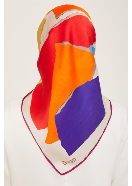Geometrik Desenli Twill İpek Eşarp 24Ya9125 83 04 fırsatları