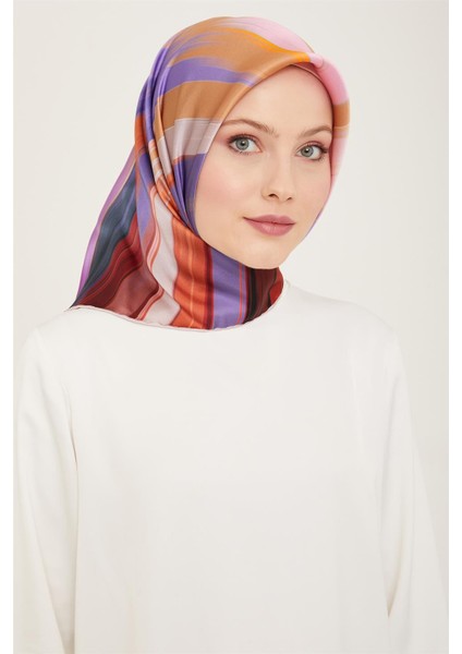 Soyut Desenli Twill İpek Eşarp 24Ya9131 52 01
