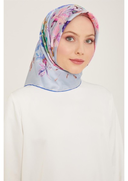Çiçek Desenli Twill İpek Eşarp 24Ya9127 51 01