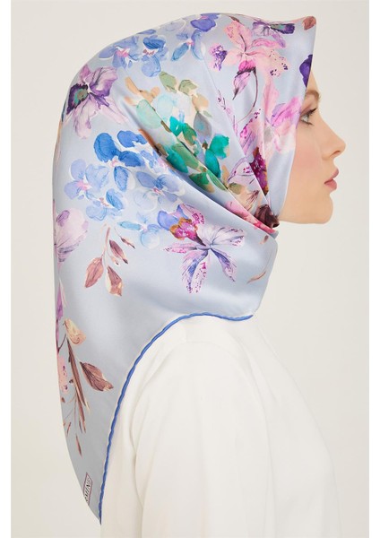 Çiçek Desenli Twill İpek Eşarp 24Ya9127 51 01