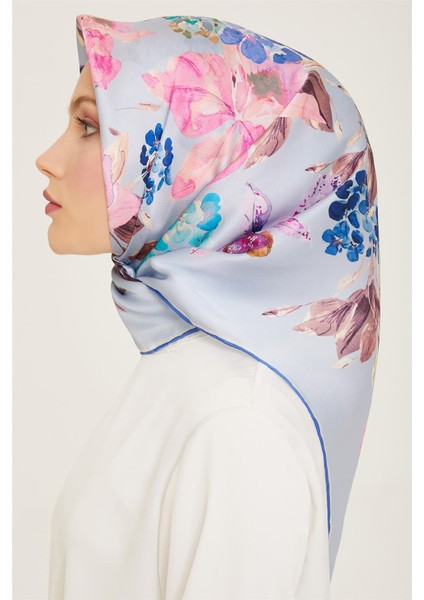 Çiçek Desenli Twill İpek Eşarp 24Ya9127 51 01