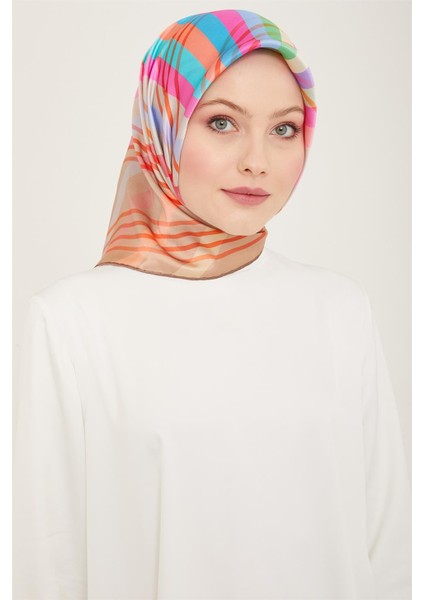 Soyut Desenli Twill İpek Eşarp 24Ya9107 50 05