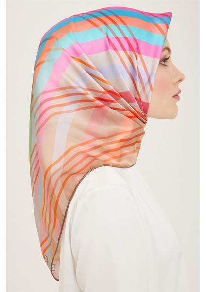 Soyut Desenli Twill İpek Eşarp 24Ya9107 50 05