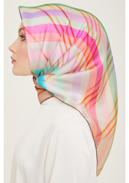Soyut Desenli Twill İpek Eşarp 24Ya9107 50 05