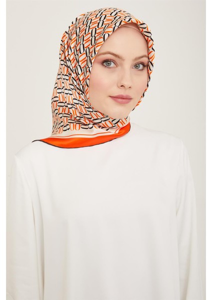 Klasik Desenli Twill İpek Eşarp 24Ya9149 8 37
