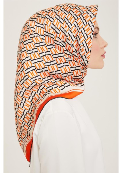 Klasik Desenli Twill İpek Eşarp 24Ya9149 8 37