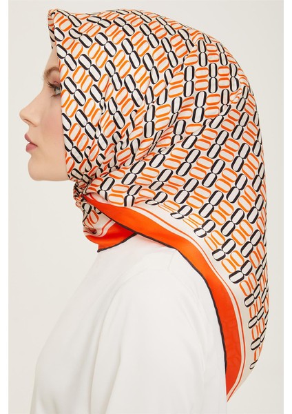 Klasik Desenli Twill İpek Eşarp 24Ya9149 8 37