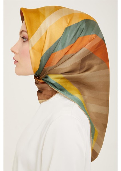 Geometrik Desenli Twill İpek Eşarp 24Ya9137 55 01 modelleri