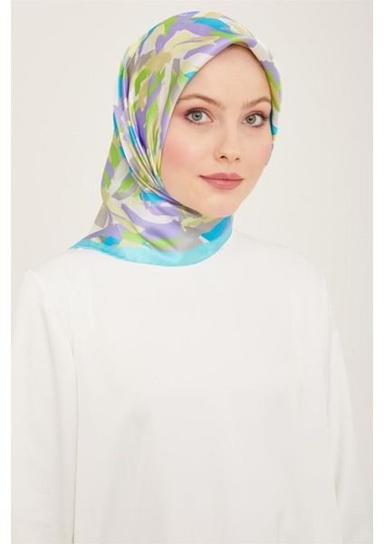 Çiçek Desenli Twill İpek Eşarp 24Ya9140 51 53