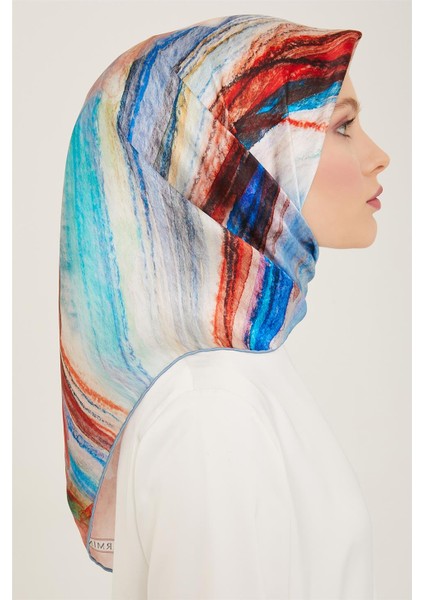 Soyut Desenli Twill İpek Eşarp 24Ya9102 52 35