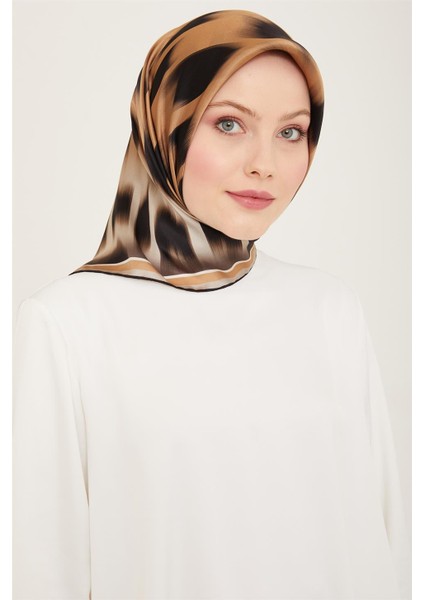 Leopar Desenli Twill İpek Eşarp 24Ya9155 04