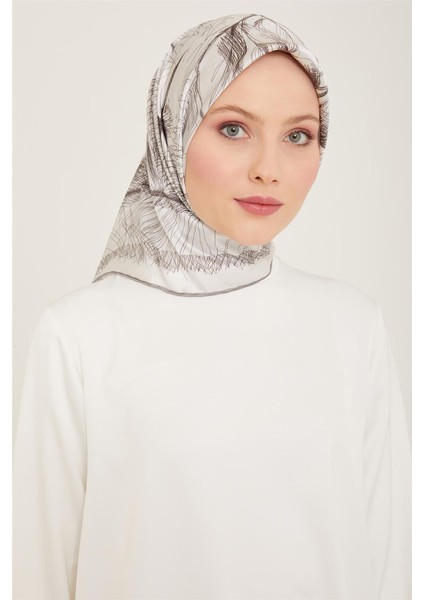 Çiçek Desenli Twill İpek Eşarp 24Ya9121 1 32