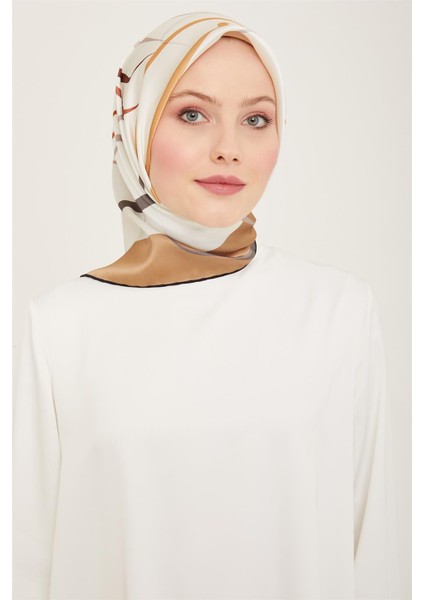 Çiçek Desenli Twill İpek Eşarp 24Ya9115 31 82