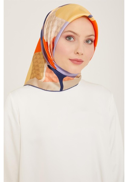 Çiçek Desenli Twill İpek Eşarp 24Ya9119 14 32