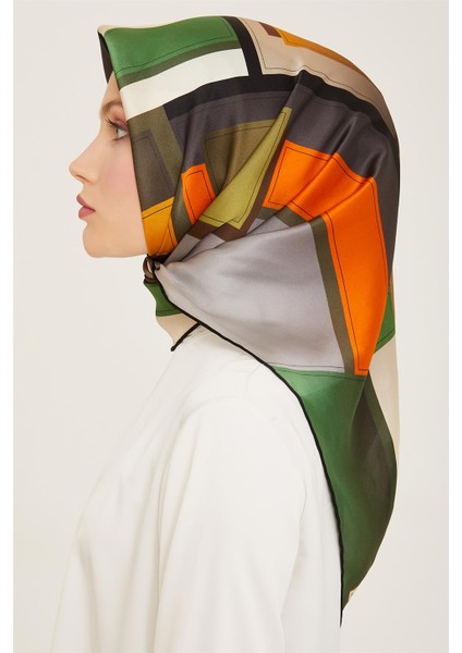 Geometrik Desenli Twill İpek Eşarp 24Ya9122 55 33 modelleri