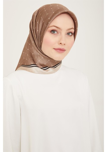 Monogram Desenli Twill İpek Eşarp 24Ya9166 34 32